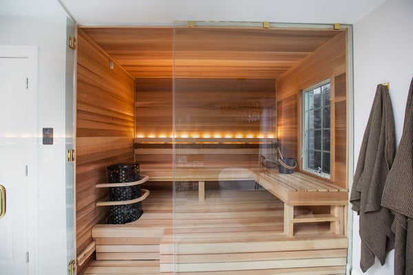 An Elegant Master Bathroom Sauna Retreat